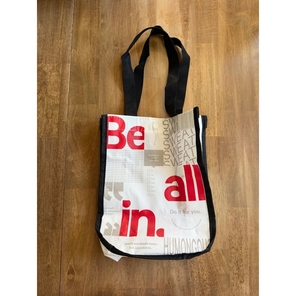 Lululemon Small Reusable Shopping Tote Bag White Red Be All In Manifesto Logo
